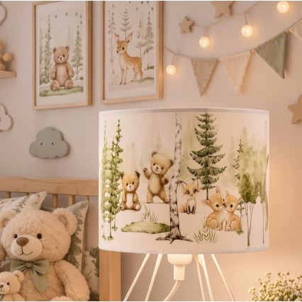 Lâmpada de mesa infantil KIDS ROOM 1xE27/60W/230V Ø 18 cm com motivos de animais