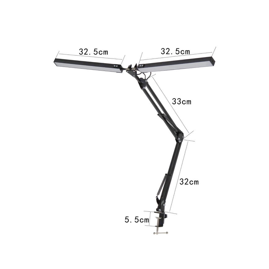 Lâmpada de mesa LED com grampo 2xLED/10W/230V 2800-6800K