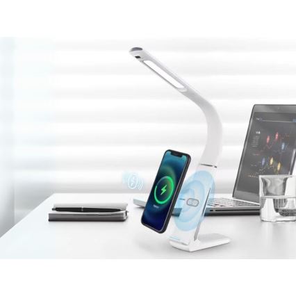Candeeiro de secretária LED regulável com carregamento sem fios e sensor de movimento LORD EVO LED/8W/230V 3000K/4500K/6000K branco