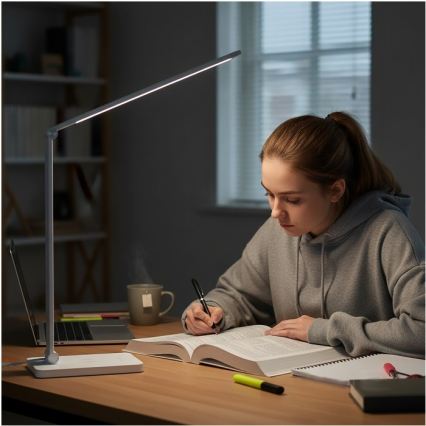 Lâmpada de mesa LED regulável com carregamento sem fios QI NOBLITE Q LED/7W/230V 3000/4000/6500K branca