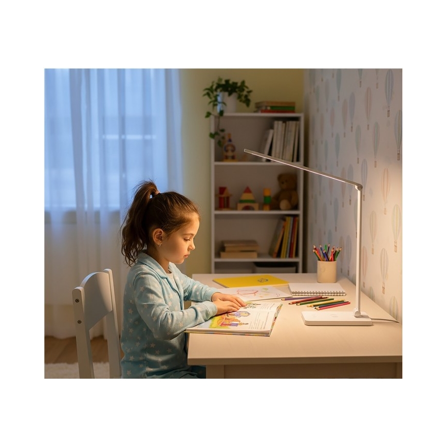 Lâmpada de mesa LED regulável com carregamento sem fios QI NOBLITE Q LED/7W/230V 3000/4000/6500K branca