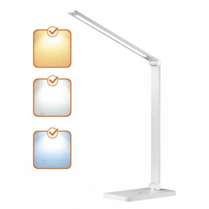 Lâmpada de mesa LED regulável com carregamento sem fios QI NOBLITE Q LED/7W/230V 3000/4000/6500K branca