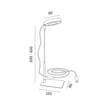 Candeeiro de secretária LED regulável para cultivo de plantas VERDI LED/5W/5V 1300K CRI 95 preto