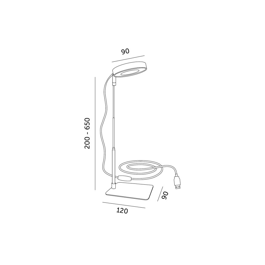 Candeeiro de secretária LED regulável para cultivo de plantas VERDI LED/5W/5V 1300K CRI 95 preto