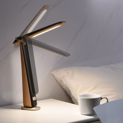 Candeeiro de mesa LED recarregável e regulável TOP LED/4W/5V 1800 mAh 3000/4000/5000K castanho/preto