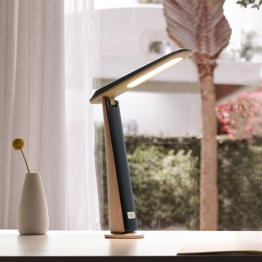 Candeeiro de mesa LED recarregável e regulável TOP LED/4W/5V 1800 mAh 3000/4000/5000K castanho/preto