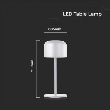 Lâmpada de mesa LED recarregável com dimmer tátil LED/1,5W/5V 2700-5700K IP54 2200 mAh branca