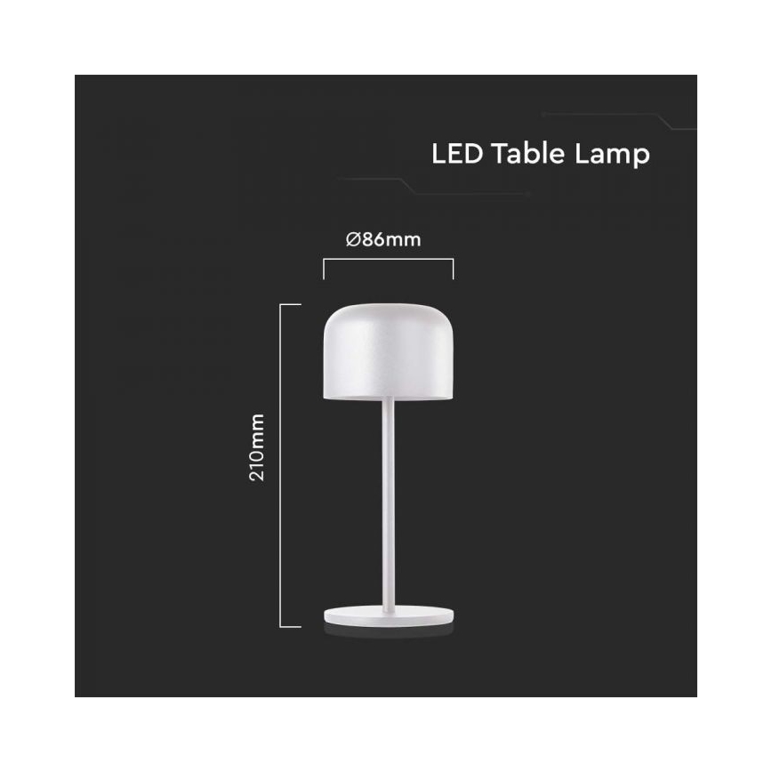 Lâmpada de mesa LED recarregável com dimmer tátil LED/1,5W/5V 2700-5700K IP54 2200 mAh branca