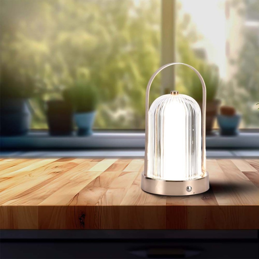 Lâmpada de mesa LED recarregável com dimmer tátil LED/1W/5V 3000-6000K 1800 mAh cobre