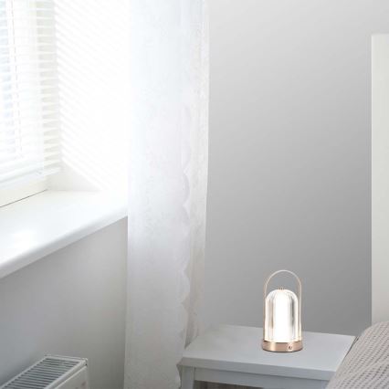 Lâmpada de mesa LED recarregável com dimmer tátil LED/1W/5V 3000-6000K 1800 mAh cobre