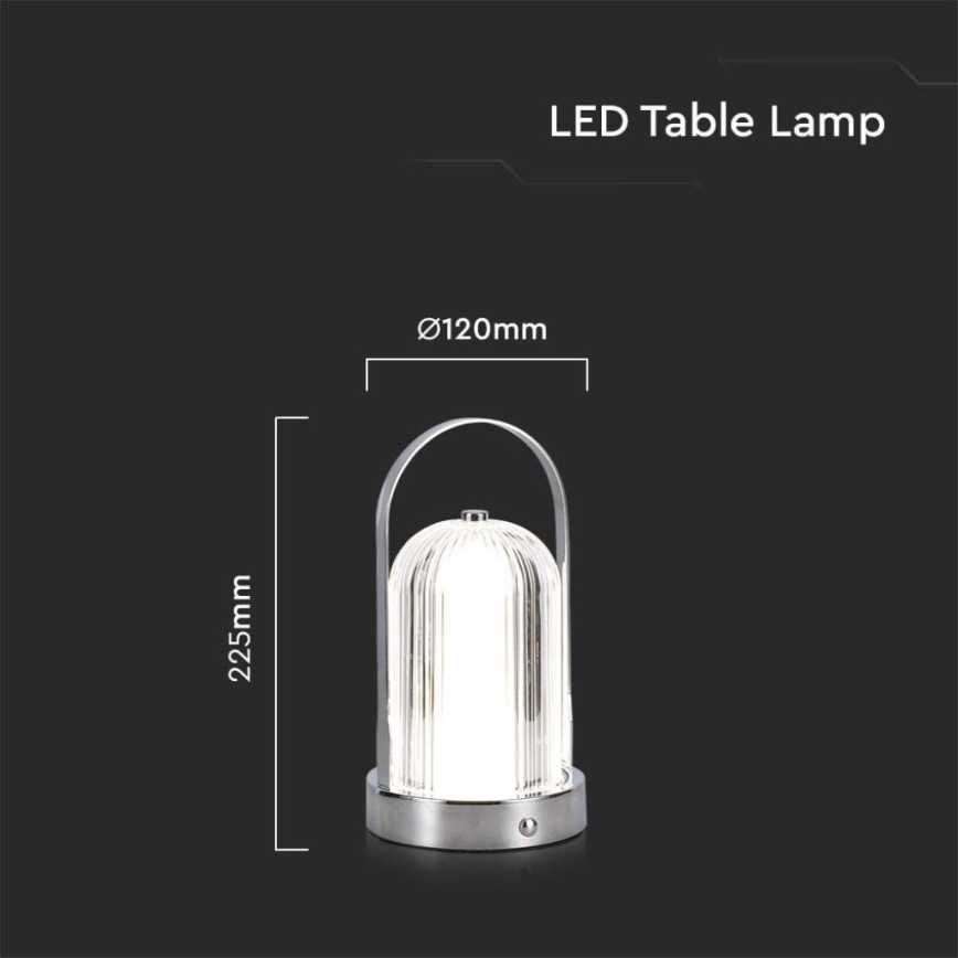 Lâmpada de mesa LED recarregável com dimmer tátil LED/1W/5V 3000-6000K 1800 mAh cromo fosco