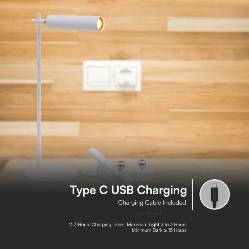 Lâmpada de mesa LED recarregável magnética dimmerizável 3 em 1 LED/3W/5V 4000K 1500 mAh branca