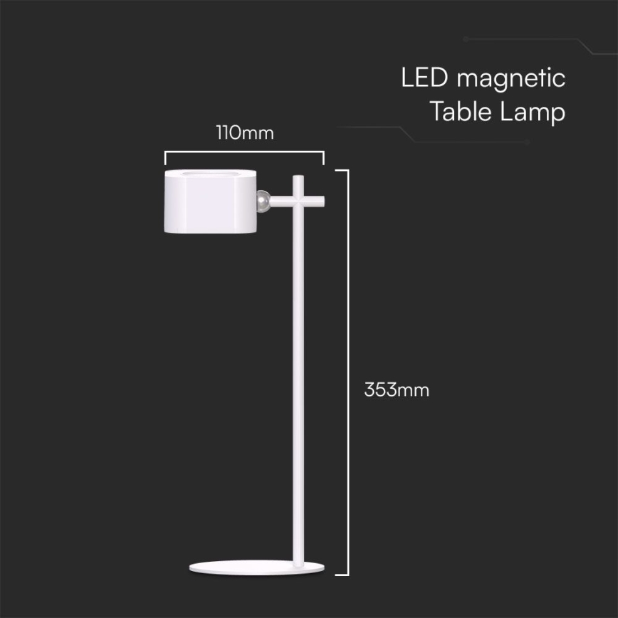 Lâmpada de mesa LED regulável magnética recarregável 4 em 1 LED/3W/5V 3000-6000K 1800 mAh branca