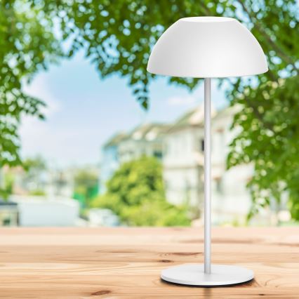 Luminária de mesa exterior tátil LED regulável TANZANIA LED/1,8W/5V USB 1800 mAh IP44 branca