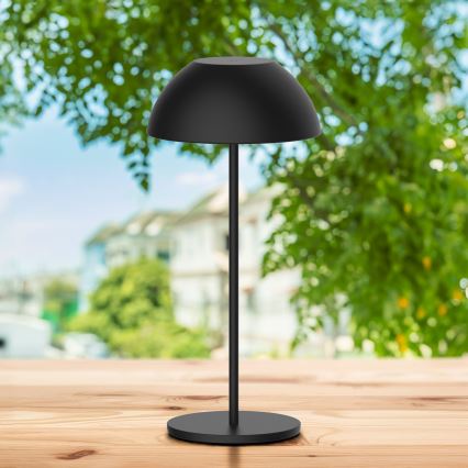 Lâmpada de mesa exterior tátil LED regulável TANZANIA LED/1,8W/5V USB 1800 mAh IP44 preta