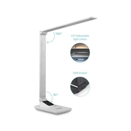 Lâmpada de mesa LED regulável com USB LED/7W/230V 3000K/4000K/5500K branca