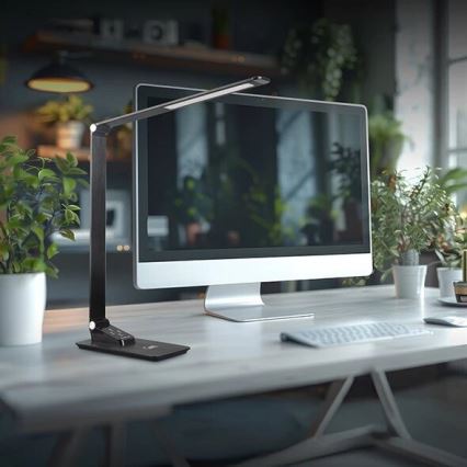 Lâmpada de mesa LED regulável com USB LED/7W/230V 3000K/4000K/5500K preta