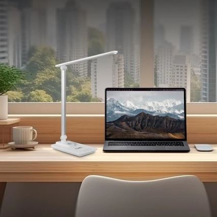 Lâmpada de mesa LED regulável com USB LED/9W/230V 3000K/4000K/5500K branca