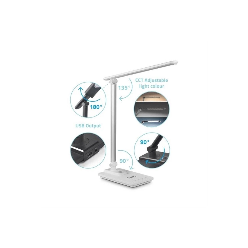 Lâmpada de mesa LED regulável com USB LED/9W/230V 3000K/4000K/5500K branca