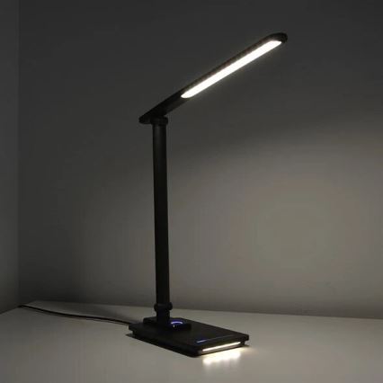 Lâmpada de mesa LED regulável com USB LED/9W/230V 3000K/4000K/5500K preta