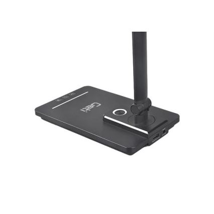 Lâmpada de mesa LED regulável com USB LED/9W/230V 3000K/4000K/5500K preta