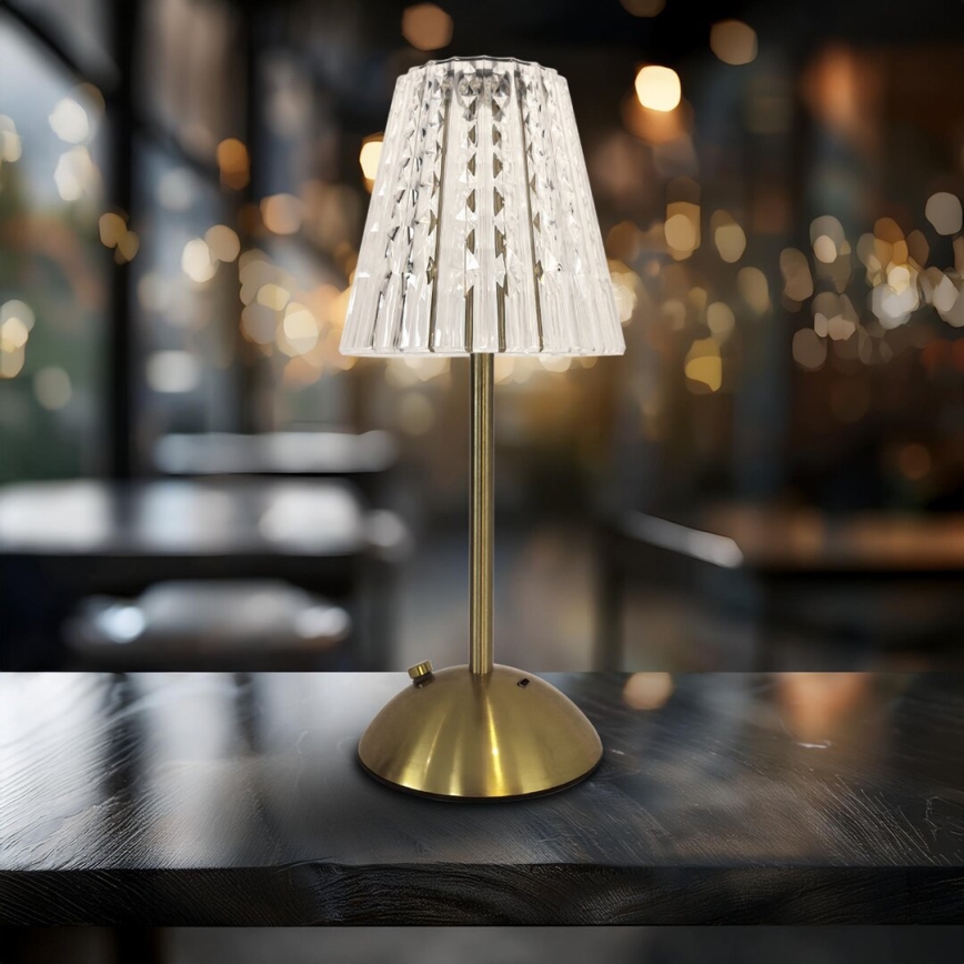 Lâmpada de mesa LED recarregável com dimmer tátil ELBA LED/1,6W/800 mAh 3000/4000/6000K dourada/transparente
