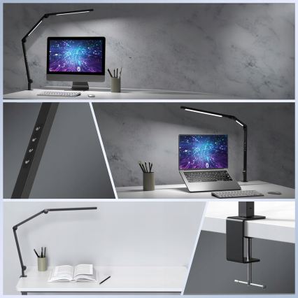 Candeeiro de mesa LED tátil, dimerizável e flexível com clip LED/12W/230V 3000/4000/6000K preto