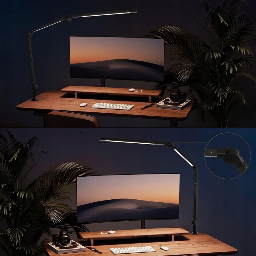 Candeeiro de mesa LED tátil, dimerizável e flexível com clip LED/12W/230V 3000/4000/6000K preto