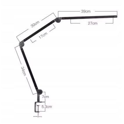 Candeeiro de mesa LED tátil, dimerizável e flexível com clip LED/12W/230V 3000/4000/6000K preto