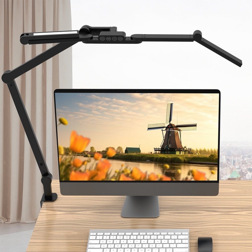 Lâmpada de mesa flexível LED com dimmer tátil POINTIQ LED/24W/230V 3000-6500K CRI 92 preta