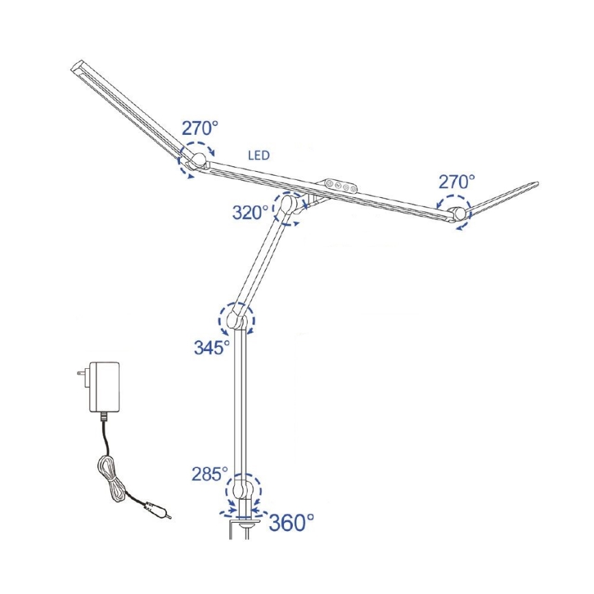 Lâmpada de mesa flexível LED com dimmer tátil POINTIQ LED/36W/230V 3000-6500K CRI 92 preta