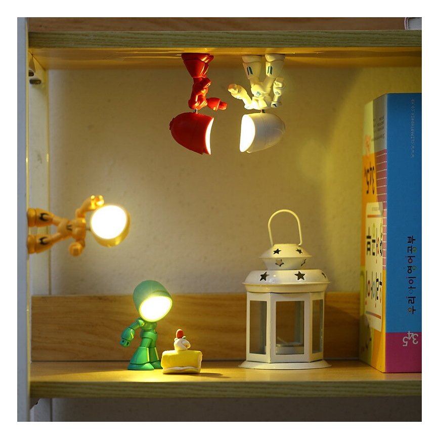 Lâmpada de mesa LED LED/0,06W/3xLR41 robô amarela