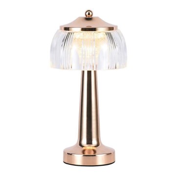 Lâmpada de mesa LED recarregável com dimmer tátil LED/1W/5V 3000-6000K 1800 mAh ouro rosé