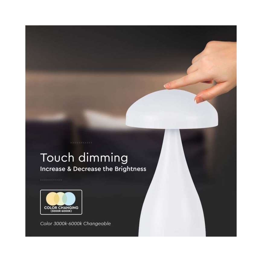 Lâmpada de mesa LED recarregável com dimmer tátil LED/1W/5V 3000-6000K 1800 mAh branca