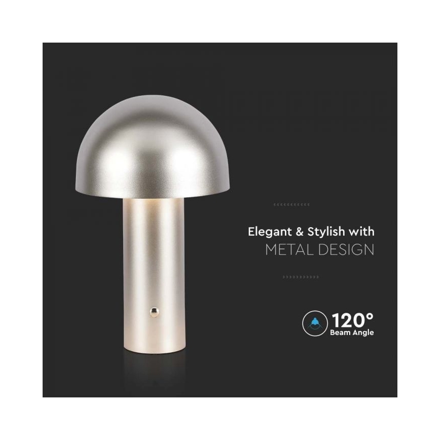 Lâmpada de mesa LED recarregável com dimmer tátil LED/1W/5V 3000-6000K 1800 mAh dourada