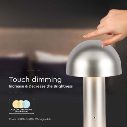 Lâmpada de mesa LED recarregável com dimmer tátil LED/1W/5V 3000-6000K 1800 mAh dourada
