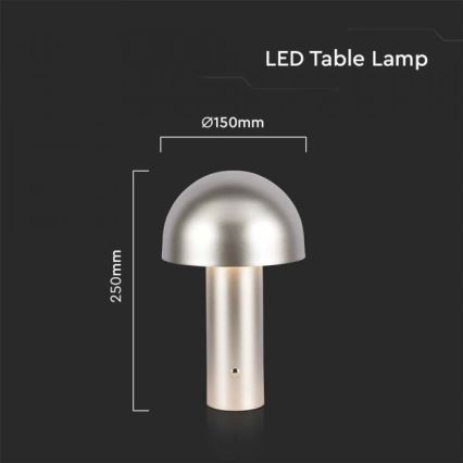 Lâmpada de mesa LED recarregável com dimmer tátil LED/1W/5V 3000-6000K 1800 mAh dourada