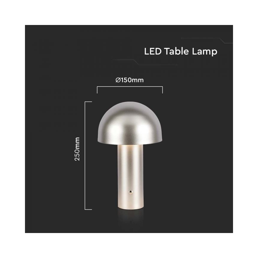 Lâmpada de mesa LED recarregável com dimmer tátil LED/1W/5V 3000-6000K 1800 mAh dourada