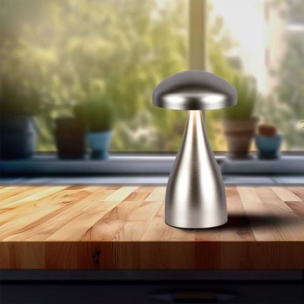 Lâmpada de mesa LED recarregável com dimmer tátil LED/1W/5V 3000-6000K 1800 mAh prateada