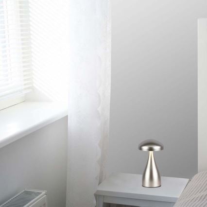 Lâmpada de mesa LED recarregável com dimmer tátil LED/1W/5V 3000-6000K 1800 mAh prateada