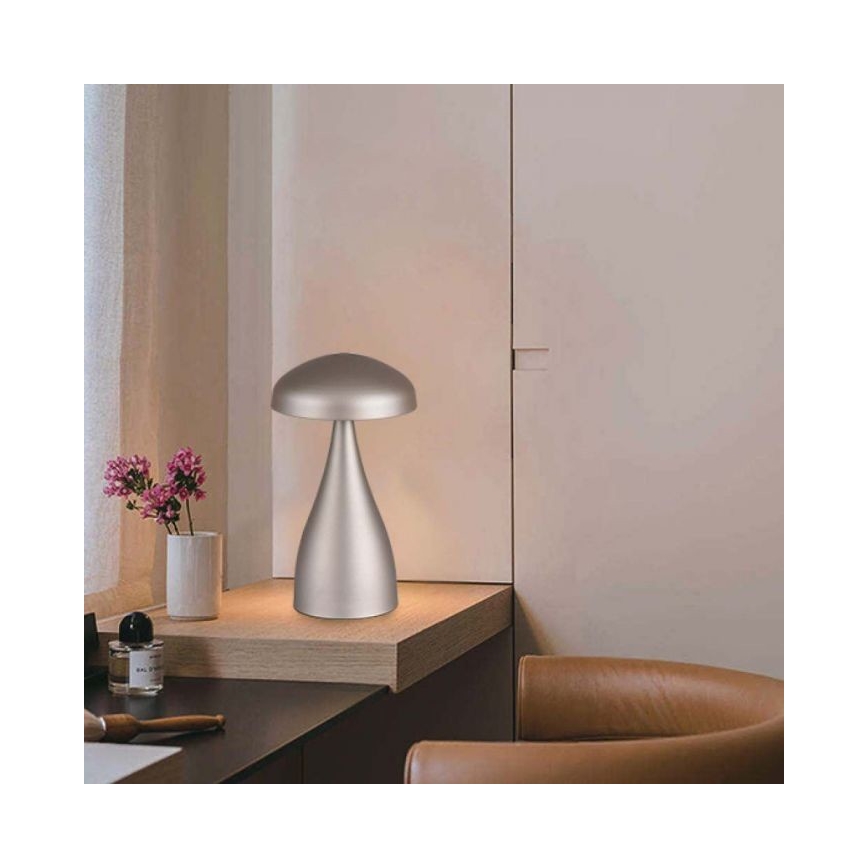 Lâmpada de mesa LED recarregável com dimmer tátil LED/1W/5V 3000-6000K 1800 mAh prateada