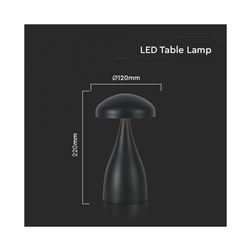 Lâmpada de mesa LED recarregável com dimmer tátil LED/1W/5V 3000-6000K 1800 mAh preta