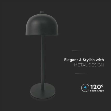 Lâmpada de mesa LED recarregável com dimmer tátil LED/1W/5V 3000-6000K 1800 mAh preta