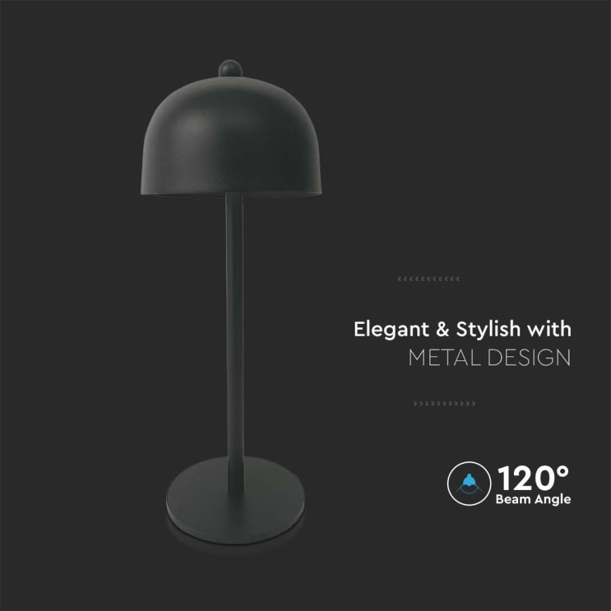 Lâmpada de mesa LED recarregável com dimmer tátil LED/1W/5V 3000-6000K 1800 mAh preta