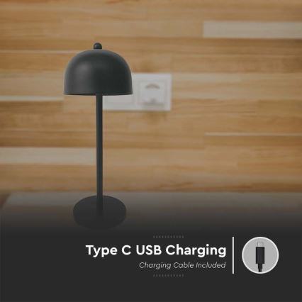 Lâmpada de mesa LED recarregável com dimmer tátil LED/1W/5V 3000-6000K 1800 mAh preta