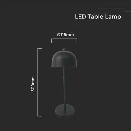 Lâmpada de mesa LED recarregável com dimmer tátil LED/1W/5V 3000-6000K 1800 mAh preta