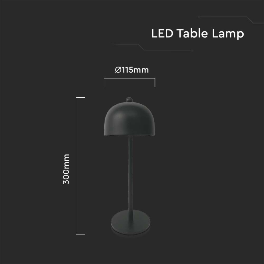 Lâmpada de mesa LED recarregável com dimmer tátil LED/1W/5V 3000-6000K 1800 mAh preta