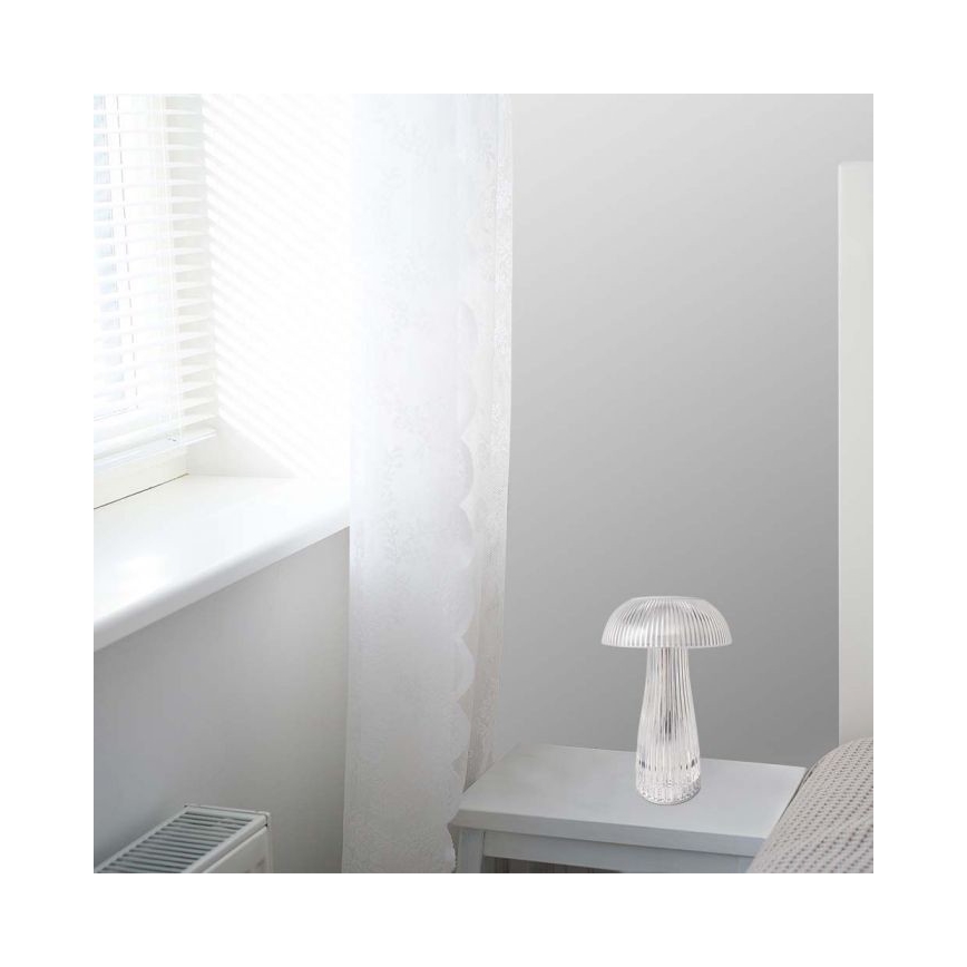 Lâmpada de mesa LED recarregável com dimmer tátil LED/1W/5V 3000-6000K 1800 mAh transparente