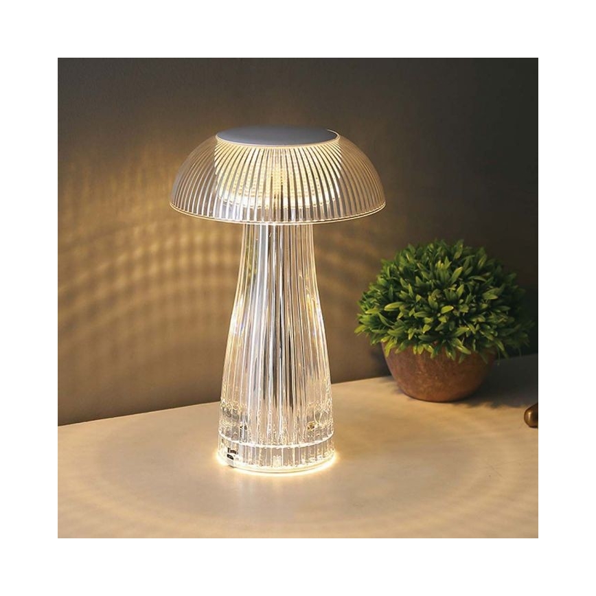 Lâmpada de mesa LED recarregável com dimmer tátil LED/1W/5V 3000-6000K 1800 mAh transparente