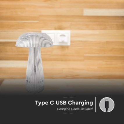 Lâmpada de mesa LED recarregável com dimmer tátil LED/1W/5V 3000-6000K 1800 mAh transparente